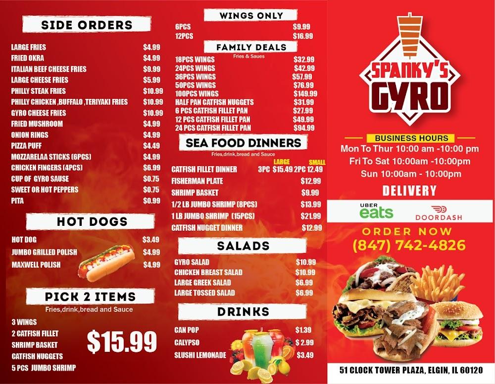 Spanky's Gyros III Menu image 2